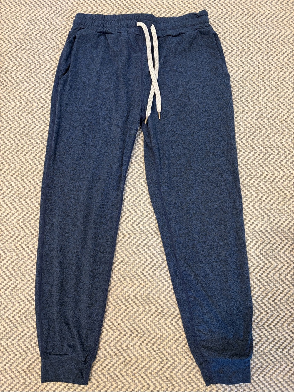 Vuori Navy Blue Women's Performance 
Jogger Pants with White Drawstring
